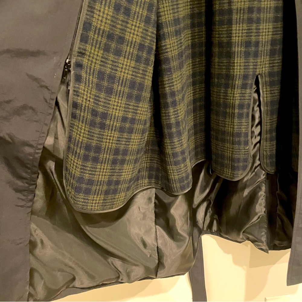 NWT Bill Blass 3000 | Men's 48 Long Black Trench Coat Warm Zipped Layer Vintage - Picture 8 of 11